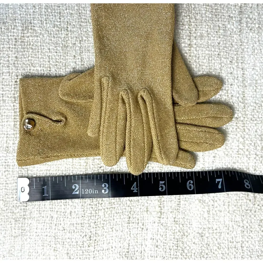 1960's Vintage Rhinestone Gold Tone Shimmery Opera Gloves. S/M Slight Stretch